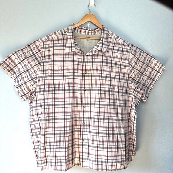 Field & Stream Other - King Size Mens White Red Plaid Dad Core Short Sleeve Button Down Shirt Size 3XLg